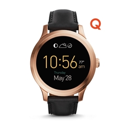 Q FOUNDER DIGITAL DISPLAY BLACK LEATHER TOUCHSCREEN SMARTWATCH 