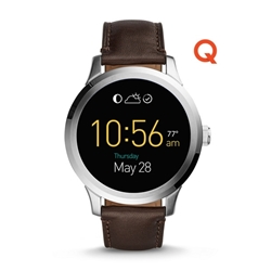  Q FOUNDER DIGITAL DISPLAY BROWN LEATHER TOUCHSCREEN SMARTWATCH